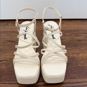 Free People Cream Strappy Heels